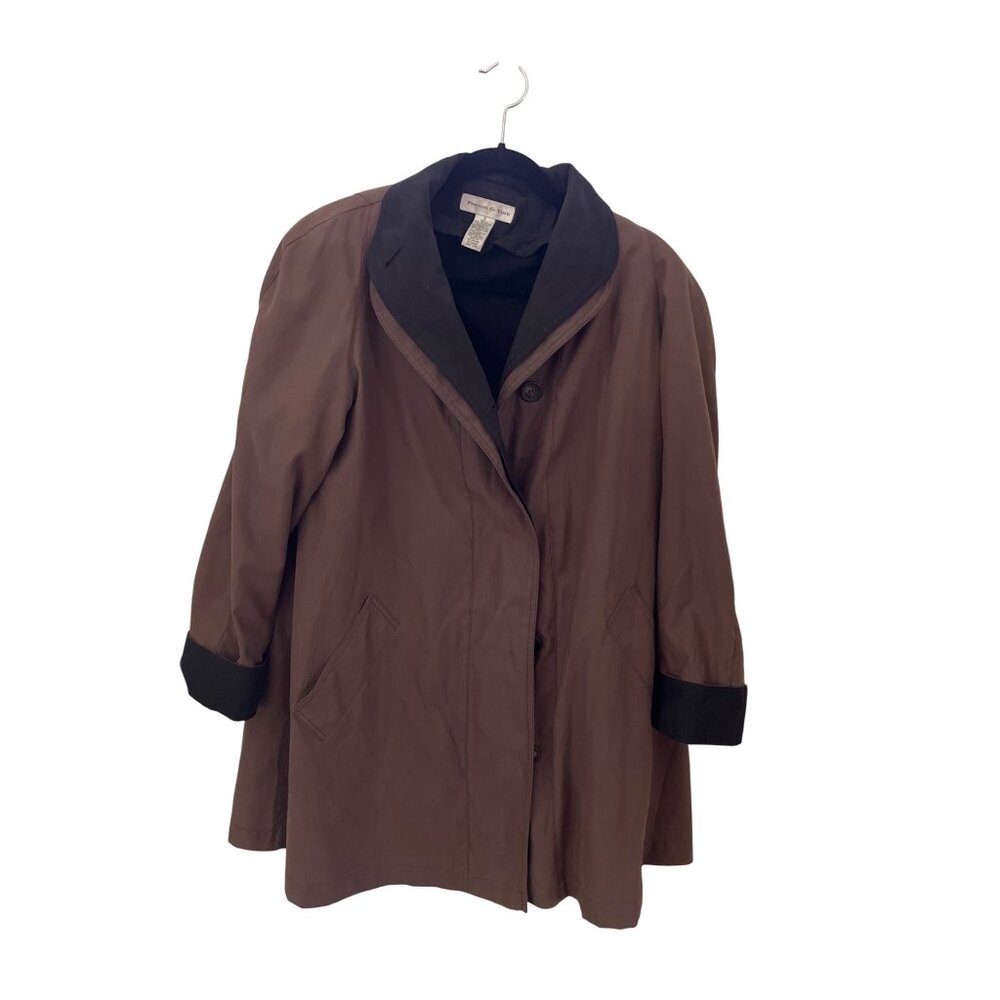Preston & York brown with black removable lining rain trench coat size 6